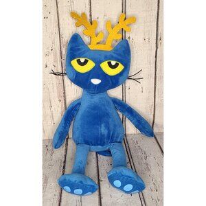 14" Kohls Cares Pete the Cat Plush w/ Reindeer Antlers Christmas Stuffed Animal